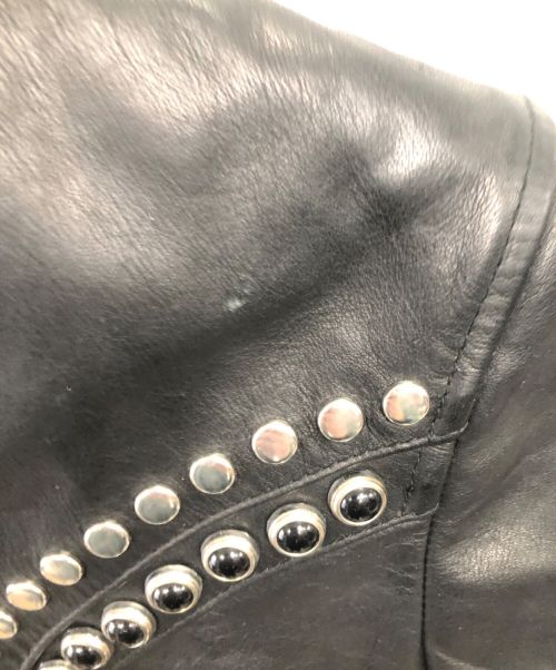 DIESEL Black Gold（ディーゼル ブラック ゴールド）DIESEL Black Gold (ディーゼル ブラック ゴールド) スタッズ＆ラインストーン レザージャケット ブラック サイズ:46の古着・服飾アイテム