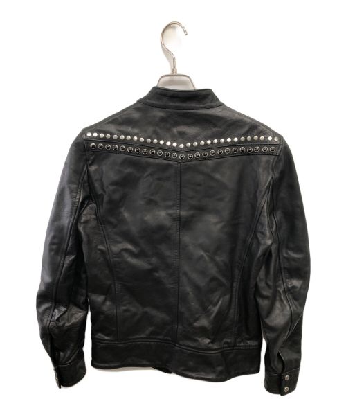 DIESEL Black Gold（ディーゼル ブラック ゴールド）DIESEL Black Gold (ディーゼル ブラック ゴールド) スタッズ＆ラインストーン レザージャケット ブラック サイズ:46の古着・服飾アイテム