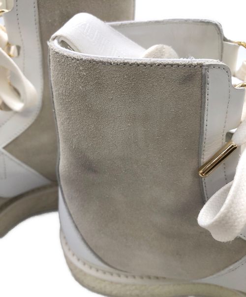 LOUIS VUITTON（ルイ ヴィトン）LOUIS VUITTON (ルイ ヴィトン) LVクリーパーライン アンクルブーツ スエード×スムース ホワイト サイズ:6(24cm程度)の古着・服飾アイテム