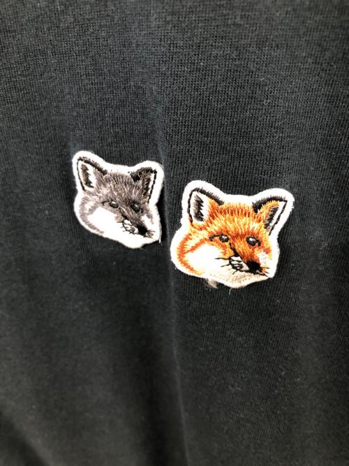 maison kitsune（メゾンキツネ）maison kitsune (メゾンキツネ) ダブル フォックスヘッド ロゴ Tシャツ／DOUBLE FOX HEAD LOGO T-SHIRT ブラック サイズ:Lの古着・服飾アイテム