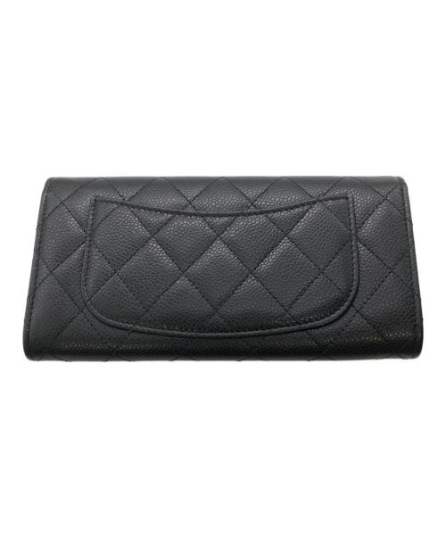 CHANEL（シャネル）CHANEL (シャネル) キャビアスキン マトラッセ 2つ折り財布 ブラックの古着・服飾アイテム