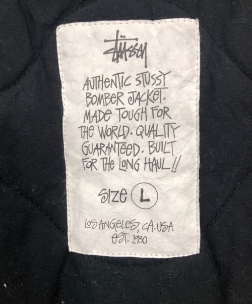 stussy（ステューシー）stussy (ステューシー) WAXED BUILT BOMBER JACKET／ワックスドビルトボンバージャケット ブラック サイズ:SIZE Lの古着・服飾アイテム
