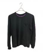CHROME HEARTSクロムハーツ）の古着「オールド イングリッシュ ネックロゴ ロングスリーブ ポケット Tシャツ／OLD ENGLISH NECK LOGO L/S POCKET T」｜ブラック×パープル