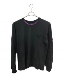 CHROME HEARTS（クロムハーツ）の古着「オールド イングリッシュ ネックロゴ ロングスリーブ ポケット Tシャツ／OLD ENGLISH NECK LOGO L/S POCKET T」｜ブラック×パープル