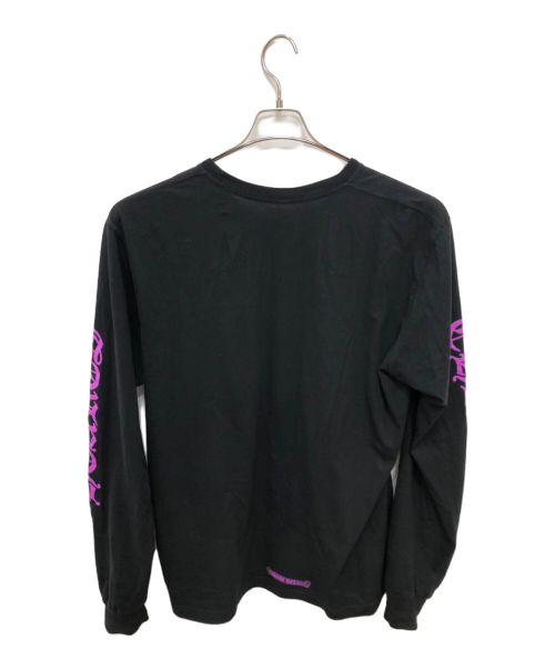 CHROME HEARTS（クロムハーツ）CHROME HEARTS (クロムハーツ) オールド イングリッシュ ネックロゴ ロングスリーブ ポケット Tシャツ／OLD ENGLISH NECK LOGO L/S POCKET T ブラック×パープル サイズ:SIZE XLの古着・服飾アイテム