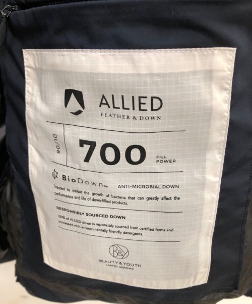 BEAUTY&YOUTH（ビューティーアンドユース）BEAUTY&YOUTH (ビューティーアンドユース) ”小松マテーレ” ファー ダウンジャケット／KOMATSU MATERE FUR DOWN JKT ネイビー サイズ:Mの古着・服飾アイテム