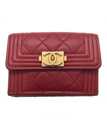 CHANEL（シャネル）の古着「マトラッセ ココマーク ミニウォレット／MATELASSE COCO MARK MINI WALLET」｜レッド