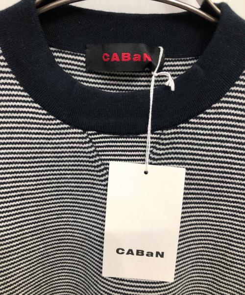 CABAN（キャバン）CABAN (キャバン) カシミヤ混 コットン ボーダー クルーネックニット／CASHMERE BLEND COTTON BORDER CREW NECK KNIT ネイビー サイズ:SIZE Mの古着・服飾アイテム