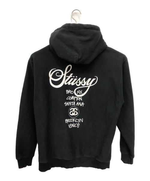 stussy（ステューシー）stussy (ステューシー) バックプリント ジップパーカー／BACK PRINT ZIP PARKA  ブラック サイズ:XLの古着・服飾アイテム