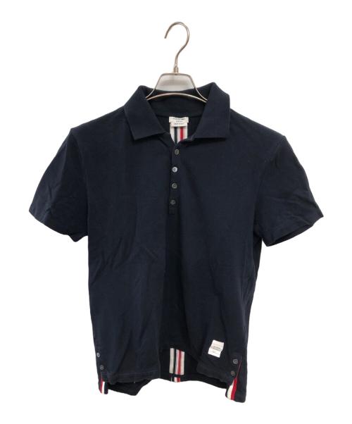 Thom Browne（トムブラウン）Thom Browne (トムブラウン) CLASSIC PIQUE STRIPE RELAX POLO SHIRT／クラシックピケ ストライプ リラックス ポロシャツ ネイビー サイズ:2の古着・服飾アイテム