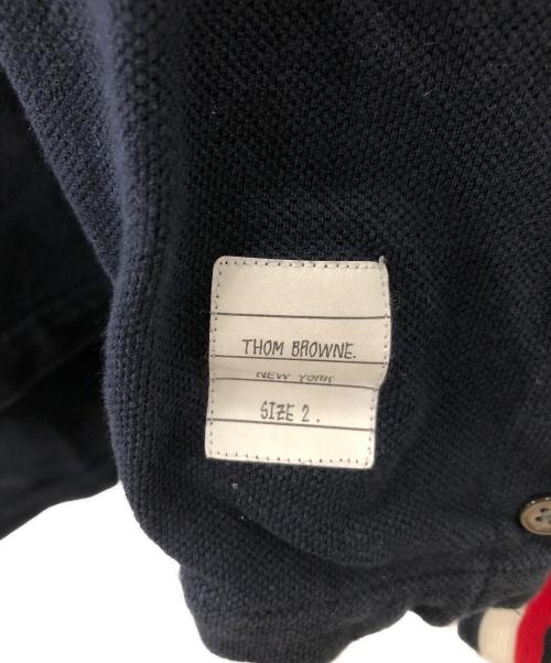 Thom Browne（トムブラウン）Thom Browne (トムブラウン) CLASSIC PIQUE STRIPE RELAX POLO SHIRT／クラシックピケ ストライプ リラックス ポロシャツ ネイビー サイズ:2の古着・服飾アイテム