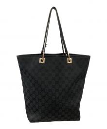 GUCCI（グッチ）の古着「GGキャンバス×レザー トートバッグ／GG CANVAS×LEATHER TOTE BAG」｜ブラック