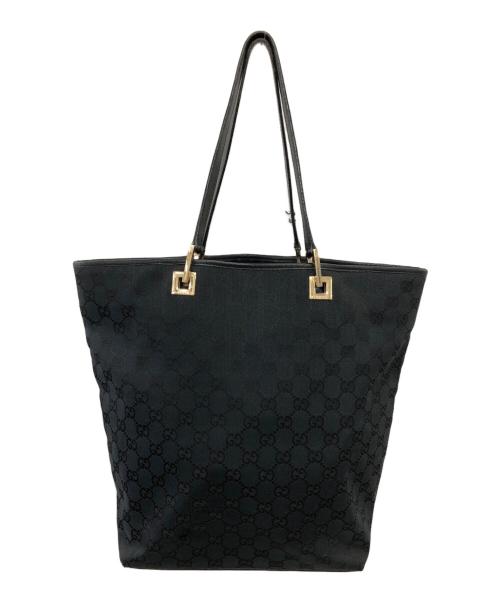 GUCCI（グッチ）GUCCI (グッチ) GGキャンバス×レザー トートバッグ／GG CANVAS×LEATHER TOTE BAG ブラックの古着・服飾アイテム
