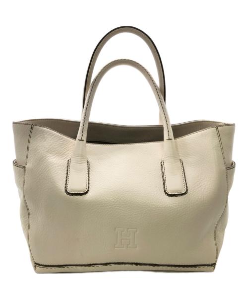HIROFU（ヒロフ）HIROFU (ヒロフ) デュオ レザートートバッグ／DUO LETHER TOTE BAG ホワイトの古着・服飾アイテム