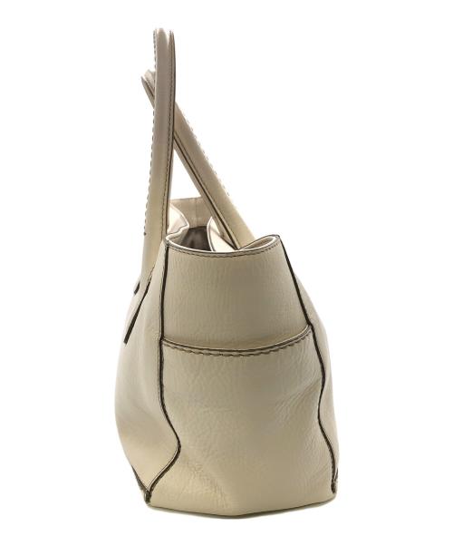 HIROFU（ヒロフ）HIROFU (ヒロフ) デュオ レザートートバッグ／DUO LETHER TOTE BAG ホワイトの古着・服飾アイテム