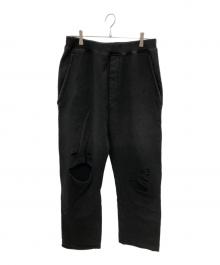 DSQUARED2（ディースクエアード）の古着「ダメージ加工コットンスウェットパンツ／DISTRESSED EFFECT COTTON SWEAT PANTS」｜ブラック