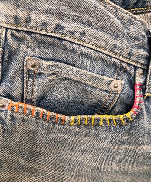 Hysteric Glamour（ヒステリックグラマー）Hysteric Glamour (ヒステリックグラマー) コラージュパッチリメイクテーパードデニムパンツ／COLLAGE PATCH REMAKE TAPERED DENIM PANTS ブルー サイズ:W28の古着・服飾アイテム