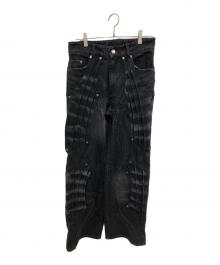 bad son（バッドサン）の古着「サーキットレイヤードデニムパンツ／CIRCUIT LAYERED DENIM PANTS」｜ブラック