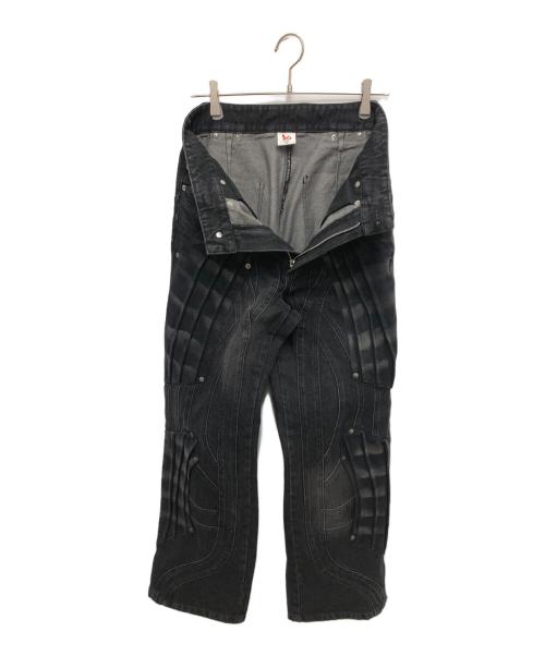 bad son（バッドサン）bad son (バッドサン) サーキットレイヤードデニムパンツ／CIRCUIT LAYERED DENIM PANTS ブラック サイズ:Sの古着・服飾アイテム