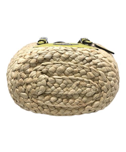 COACH（コーチ）COACH (コーチ) ストロースモールトートバッグ／STRAW SMALL TOTE BAG ベージュ×グリーンの古着・服飾アイテム