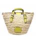 COACH (コーチ) ストロースモールトートバッグ／STRAW SMALL TOTE BAG ベージュ×グリーン：10000円
