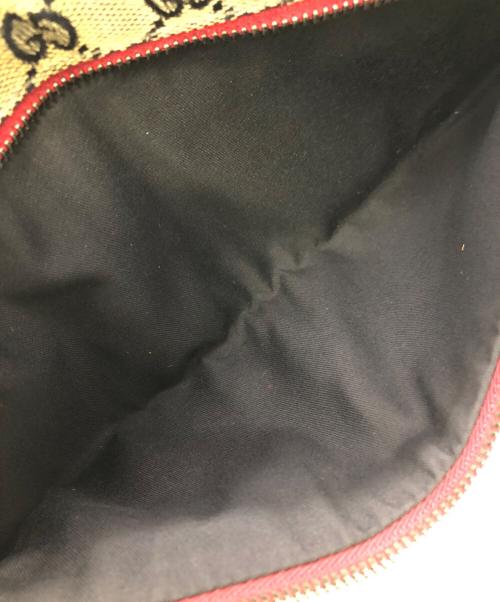 GUCCI（グッチ）GUCCI (グッチ) GG キャンバス ウエストポーチ／GG CANVAS WAIST POUCH ベージュ×レッドの古着・服飾アイテム