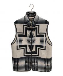 PENDLETON×BILL WALL LEATHER（ペンドルトン×ビルウォールレザー）の古着「ハーディング柄ボアブランケットベスト／HARDING PATTERN BOA BLANKET VEST」｜グレー