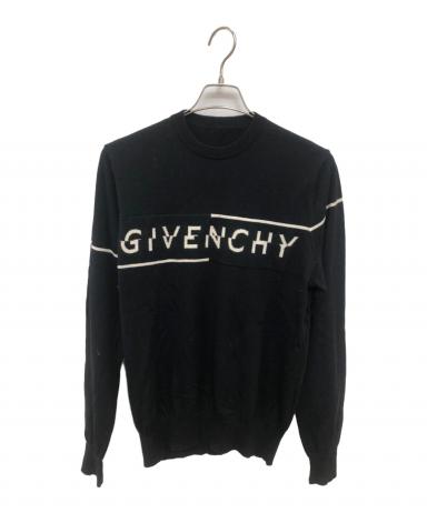 GIVENCHY ニット・セーター -(XL位) 黒x白x赤等(総柄) 【古着】【中古】 GIVENCHY（ジバンシィ）ニット・セーター 黒 サイズ:-(XS位) メンズ