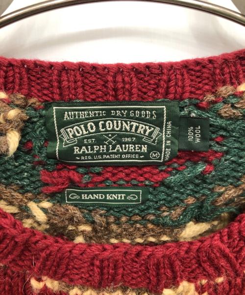 POLO COUNTRY（ポロカントリー）POLO COUNTRY (ポロカントリー) チマヨ柄ハンドニット／CHIMAYO HANDKNIT レッド サイズ:Mの古着・服飾アイテム