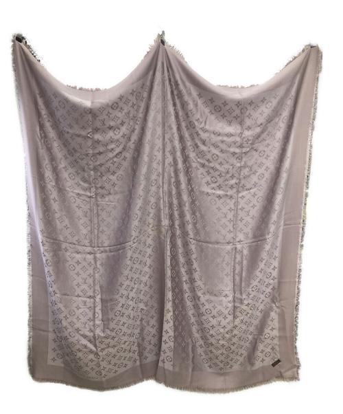 LOUIS VUITTON（ルイ ヴィトン）LOUIS VUITTON (ルイ ヴィトン) シルクウールストール モノグラム エクリュ／SILK WOOL STOLE MONOGRAM ECRU パープルの古着・服飾アイテム