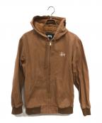stussyステューシー）の古着「キャンバスワーカージップフーディ／CANVAS WORKER ZIP HOODIE」｜ブラウン