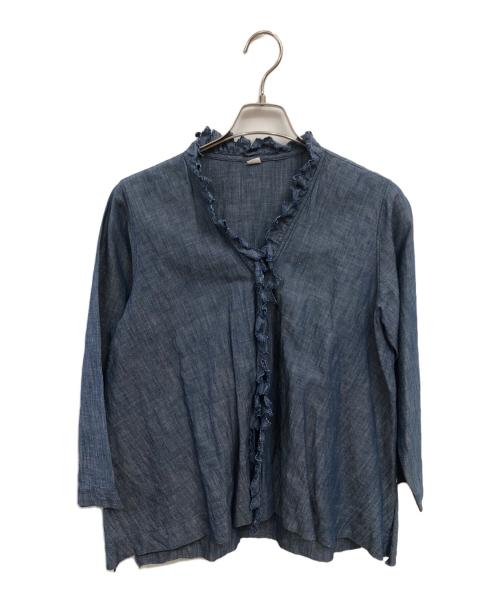 45R（フォーティファイブ・アール）45R (フォーティファイブ・アール) ダンガリーカットワークカシュクールブラウス インディゴ サイズ:Fの古着・服飾アイテム