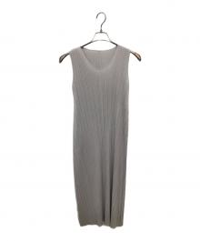 PLEATS PLEASE（プリーツプリーズ）の古着「プリーツノースリーブワンピース／PLEATS NO SLEEVE ONE-PIECE」｜グレー