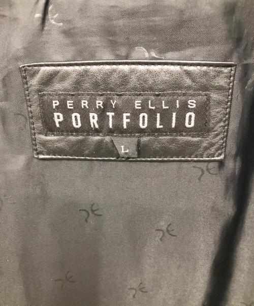 PERRY ELLIS（ペリーエリス）PERRY ELLIS (ペリーエリス) レザージャケット／LEATHER JACKET ブラック サイズ:Lの古着・服飾アイテム