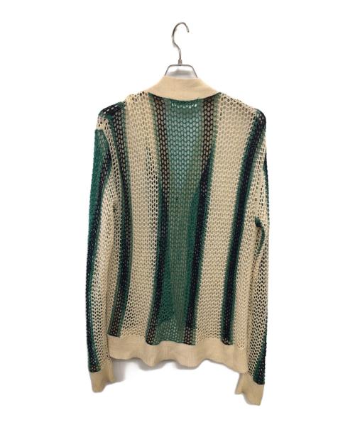 DISCOVERED（ディスカバード）DISCOVERED (ディスカバード) メッシュニットカーディガン／MESH KNIT CARDIGAN ベージュ×グリーン サイズ:Freeの古着・服飾アイテム