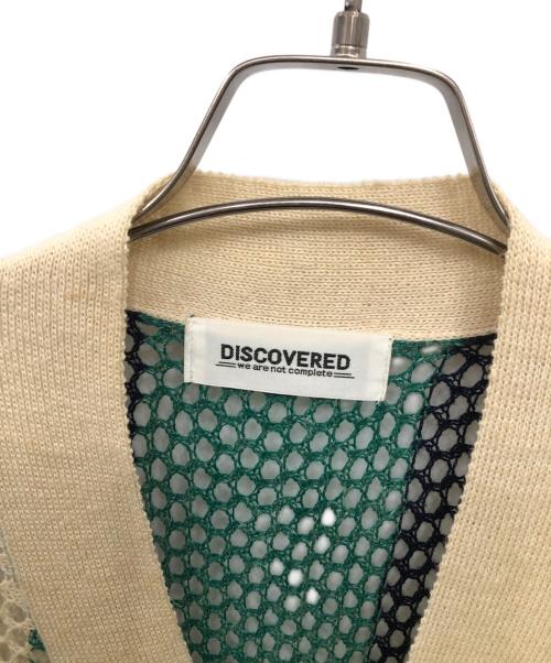 DISCOVERED（ディスカバード）DISCOVERED (ディスカバード) メッシュニットカーディガン／MESH KNIT CARDIGAN ベージュ×グリーン サイズ:Freeの古着・服飾アイテム