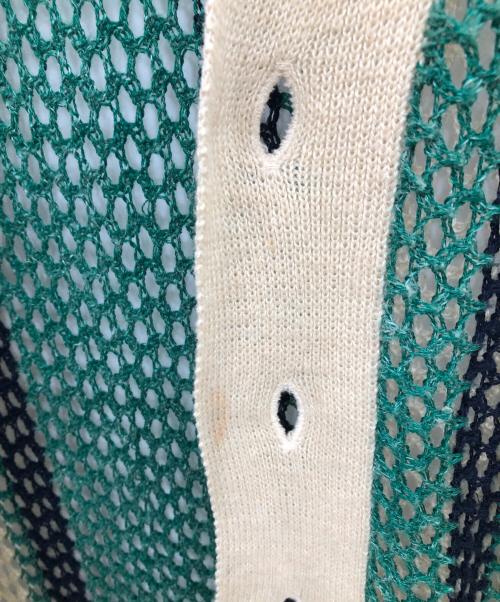 DISCOVERED（ディスカバード）DISCOVERED (ディスカバード) メッシュニットカーディガン／MESH KNIT CARDIGAN ベージュ×グリーン サイズ:Freeの古着・服飾アイテム