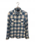 RRLダブルアールエル）の古着「チェックウエスタンシャツ／CHECK WESTERN SHIRT」｜ブルー×ホワイト