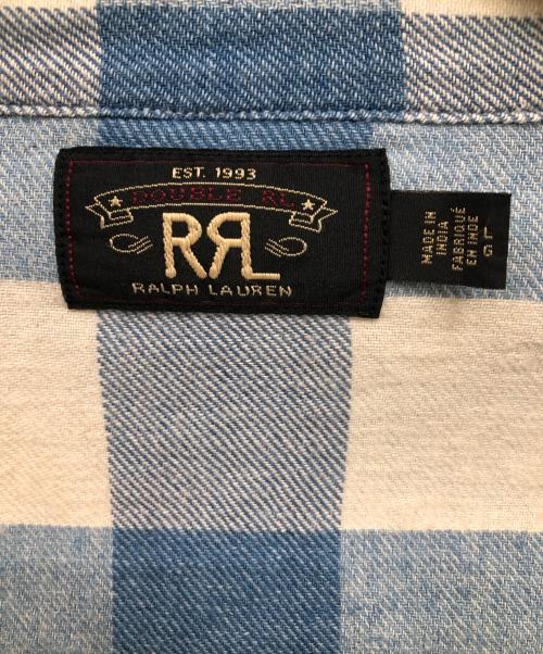 RRL（ダブルアールエル）RRL (ダブルアール) チェックウエスタンシャツ／CHECK WESTERN SHIRT ブルー×ホワイト サイズ:Lの古着・服飾アイテム