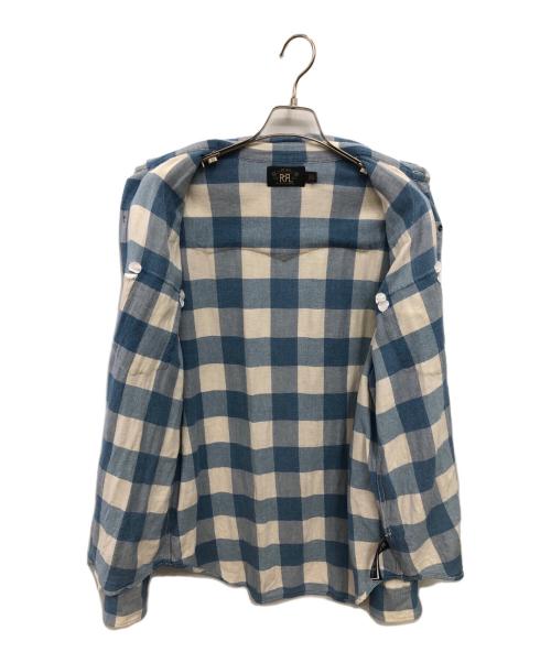 RRL（ダブルアールエル）RRL (ダブルアール) チェックウエスタンシャツ／CHECK WESTERN SHIRT ブルー×ホワイト サイズ:Lの古着・服飾アイテム