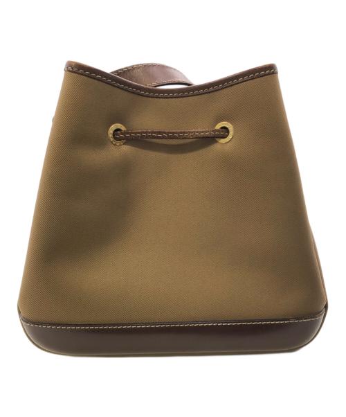 HUNTING WORLD（ハンティングワールド）HUNTING WORLD (ハンティングワールド) 巾着ショルダーバッグ／PURSE SHOULDER BAG ブラウン×オリーブの古着・服飾アイテム