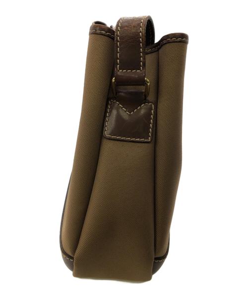 HUNTING WORLD（ハンティングワールド）HUNTING WORLD (ハンティングワールド) 巾着ショルダーバッグ／PURSE SHOULDER BAG ブラウン×オリーブの古着・服飾アイテム