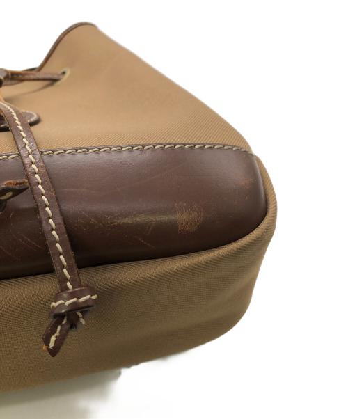 HUNTING WORLD（ハンティングワールド）HUNTING WORLD (ハンティングワールド) 巾着ショルダーバッグ／PURSE SHOULDER BAG ブラウン×オリーブの古着・服飾アイテム