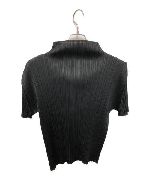 PLEATS PLEASE（プリーツプリーズ）PLEATS PLEASE (プリーツプリーズ) プリーツハイネックショートスリーブカットソー／PLEATS  HIGH NECK S/S CUT AND SEW ブラック サイズ:表記無しの古着・服飾アイテム