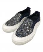 JIMMY CHOOジミーチュウ）の古着「グリッタースリッポン／GRITTER SLIP-ON」｜ネイビー