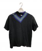 KOLORカラー）の古着「クリア天竺ドッキングカットソー／CLEAR PLAINSTITCH DOCKING CUTSAW」｜ブラック