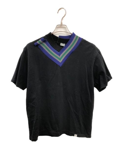 KOLOR（カラー）KOLOR (カラー) クリア天竺ドッキングカットソー／CLEAR PLAINSTITCH DOCKING CUTSAW ブラック サイズ:SIZE 2の古着・服飾アイテム