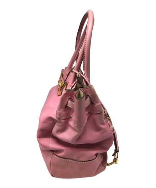 A.D.M.J.（エーディーエムジェイ）A.D.M.J. (エーディーエムジェイ) ターンロックレザートートバッグ／TURN LOCK LEATHER TOTE BAG ピンクの古着・服飾アイテム