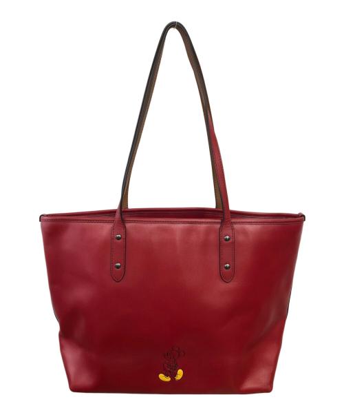 COACH（コーチ）COACH (コーチ) DISNEY (ディズニー) セントラル トート ウィズ ジップ／CENTRAL TOTE WITH ZIP レッドの古着・服飾アイテム
