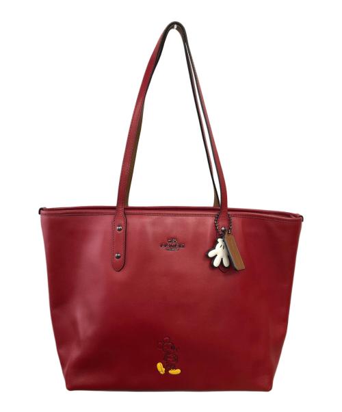COACH（コーチ）COACH (コーチ) DISNEY (ディズニー) セントラル トート ウィズ ジップ／CENTRAL TOTE WITH ZIP レッドの古着・服飾アイテム